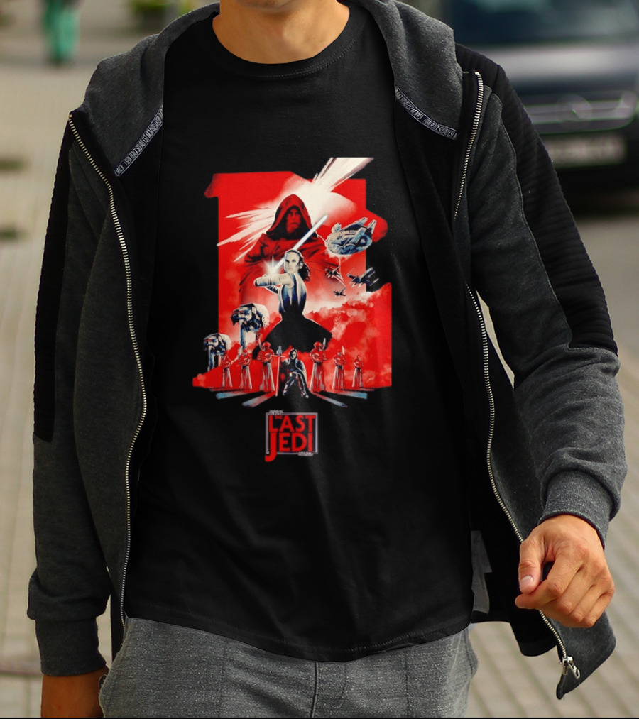 Luke Skywalker Rey Kylo Ren Millennium Falcon X Wing The Last Jedi T-Shirt