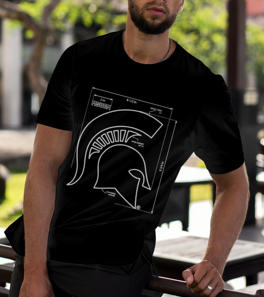 Michigan State Spartans MSUCM Helmet Crest Ridge Support Hammered Bronze Blueprint T-Shirt
