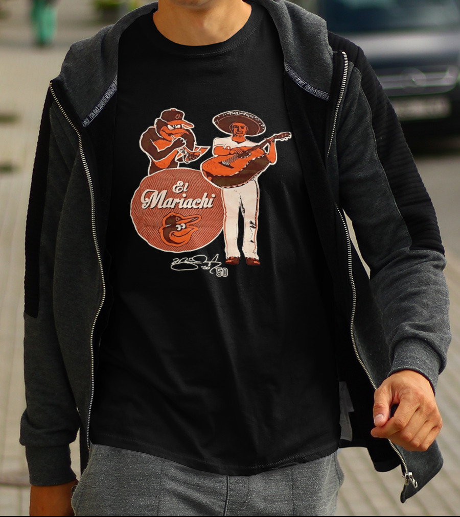 Miguel Gonzalez Baltimore Orioles El Mariachi Guitar Trumpet Player Series 22 50 T-Shirt
