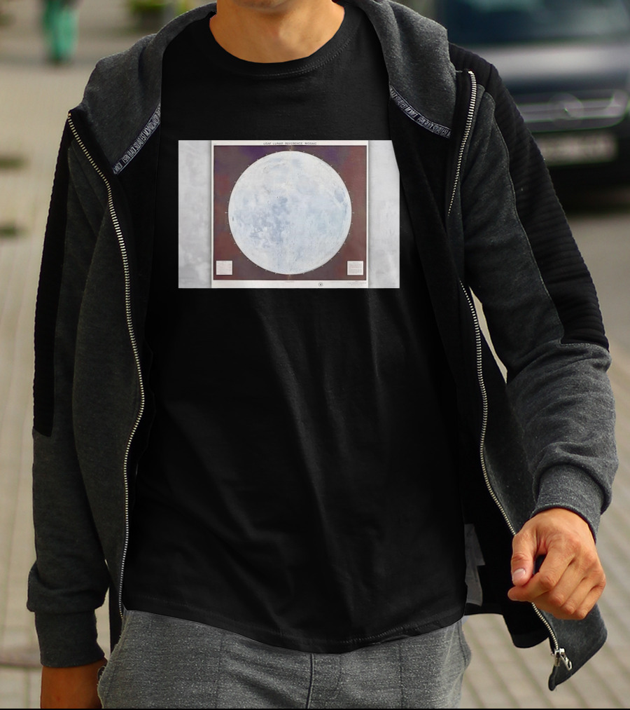 USAF Lunar Reference Mosaic Synodic Hemisphere Moon Globe T-Shirt