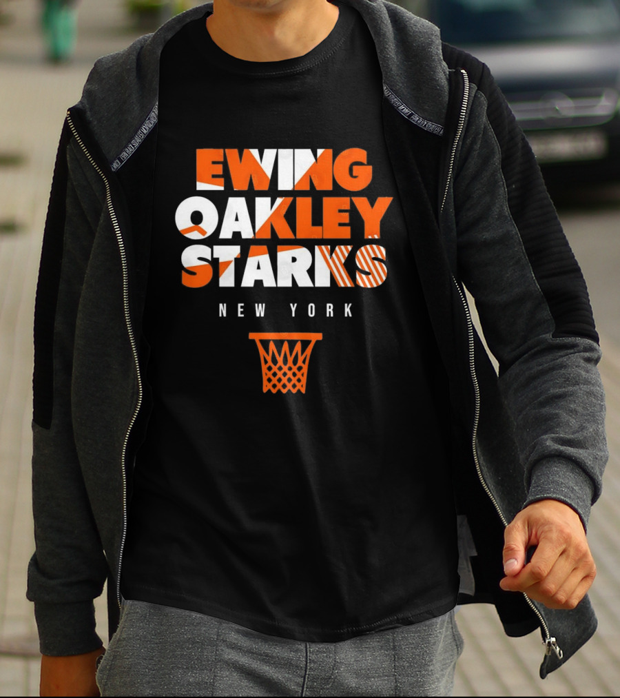 Ewing Oakley Starks New York Knicks Basketball Legends 90s Hoop T-Shirt