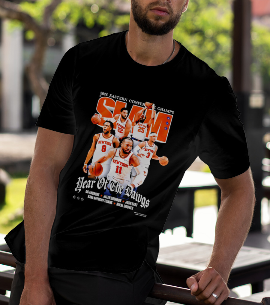 2026 Eastern Conference Champs New York Knicks Slam Year Of The Dawgs Brunson Robinson Barrett Randle Hart T-Shirt