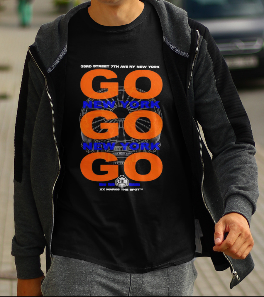 New York Go Go Go Knicks 33rd Street 7th Ave Eastern Conference Madison Square Garden T-Shirt