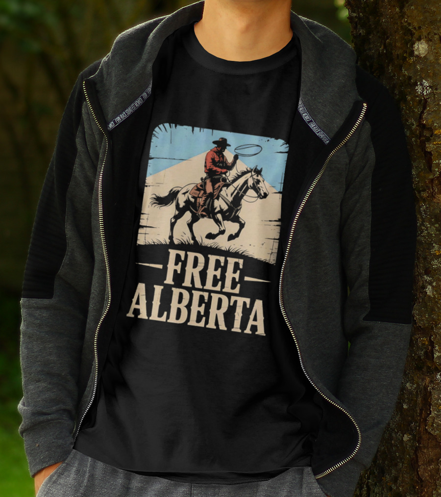 Prairie Man Lasso Figure Free Alberta T-Shirt