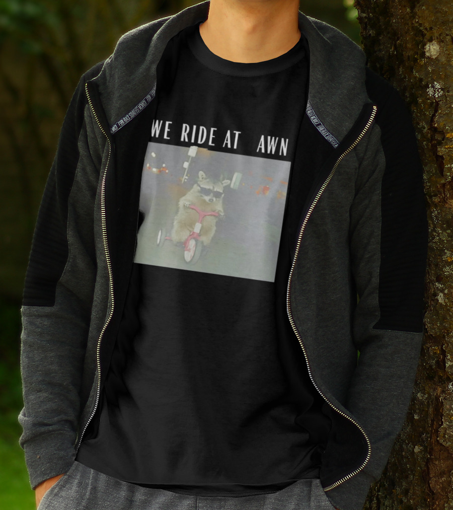 We Ride At Dawn Raccoon Tiny Tough Tricycle T-Shirt