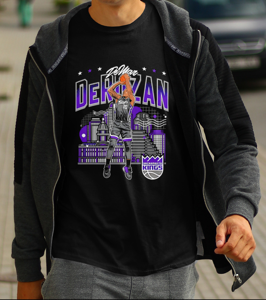 DeMar DeRozan Sacramento Kings Number 10 Skyline Basketball T-Shirt