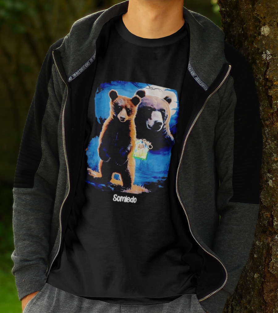 Somiedo Bears Cub Wildlife Art Blue T-Shirt