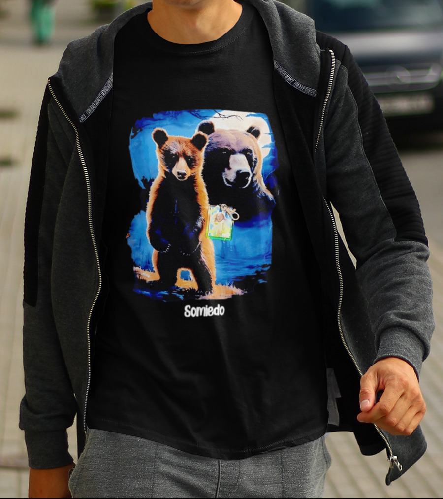 Somiedo Bears Cub Wildlife Art Blue T-Shirt