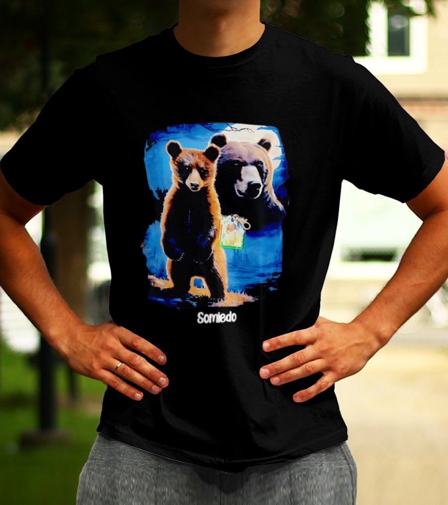 Somiedo Bears Cub Wildlife Art Blue T-Shirt