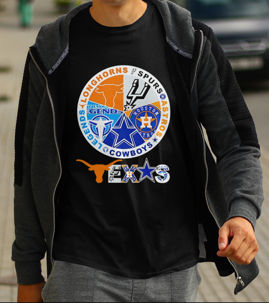 Texas Longhorns Spurs Astros Cowboys Legends Pride T-Shirt