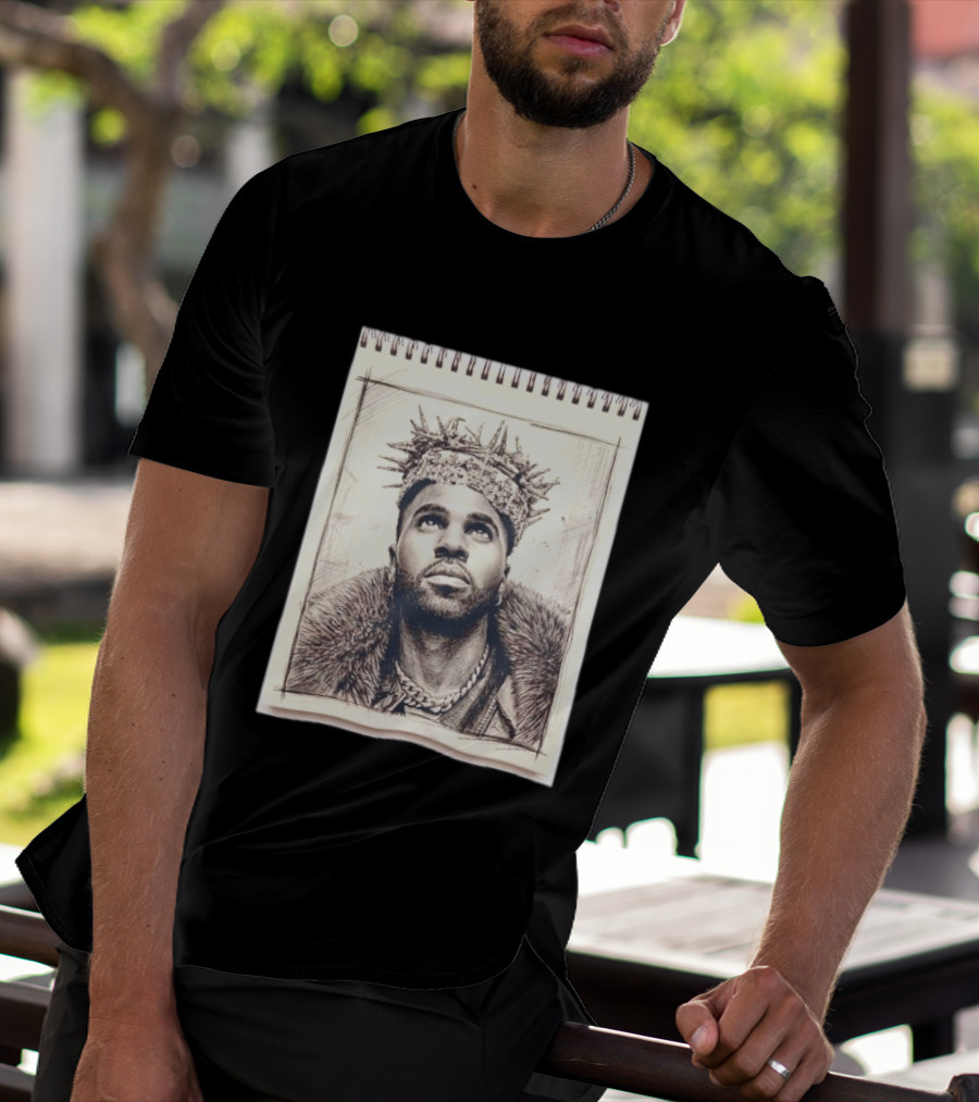 The Big Jason Derulo Sketchbook Crown Fur Chain T-Shirt