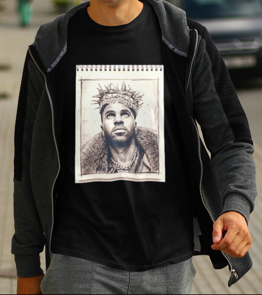 The Big Jason Derulo Sketchbook Crown Fur Chain T-Shirt