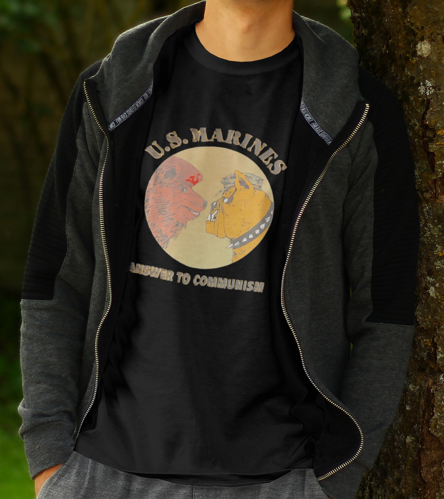 U.S. Marines Answer To Communism Soviet Bear Versus Marine Bulldog T-Shirt