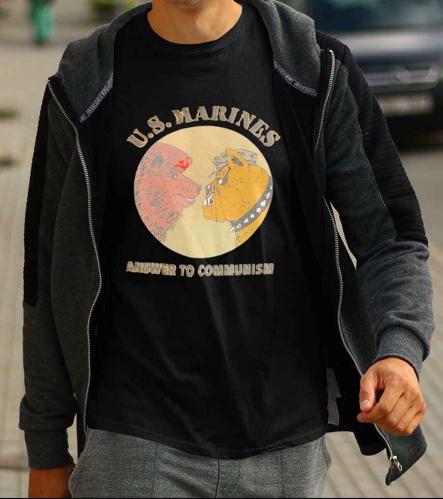 U.S. Marines Answer To Communism Soviet Bear Versus Marine Bulldog T-Shirt