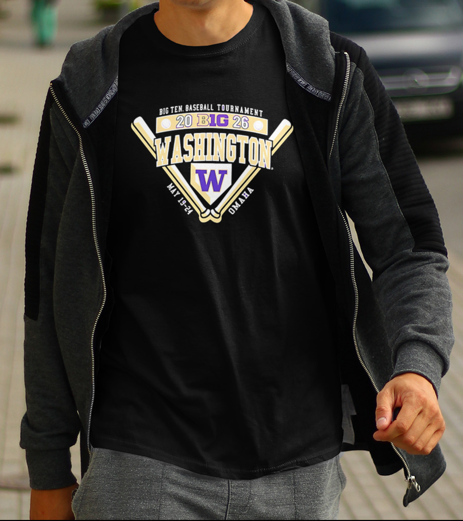 Washington Huskies Big Ten Baseball Tournament 2026 Participant May 19 24 Omaha T-Shirt