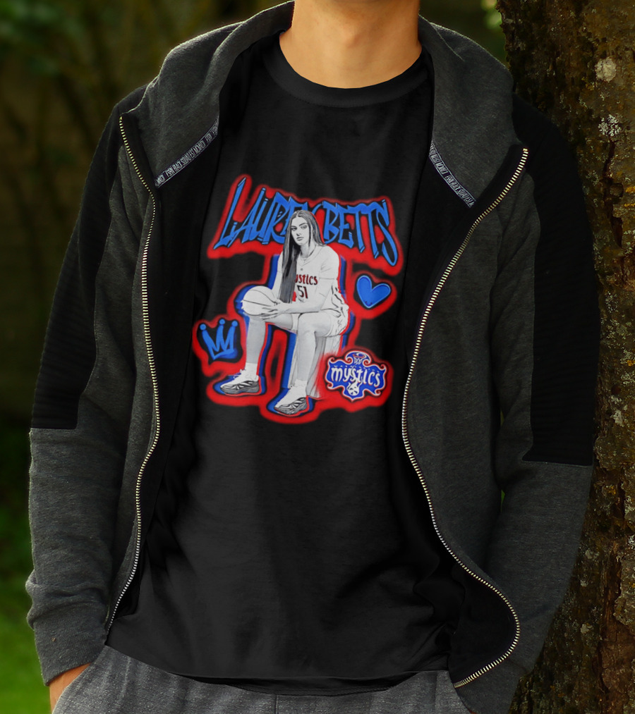 Lauren Betts Washington Mystics Basketball No. 51 Mystics Logo And Heart T-Shirt