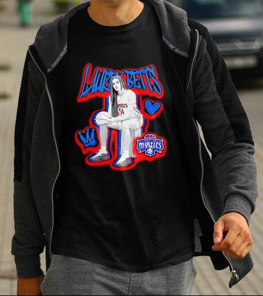 Lauren Betts Washington Mystics Basketball No. 51 Mystics Logo And Heart T-Shirt