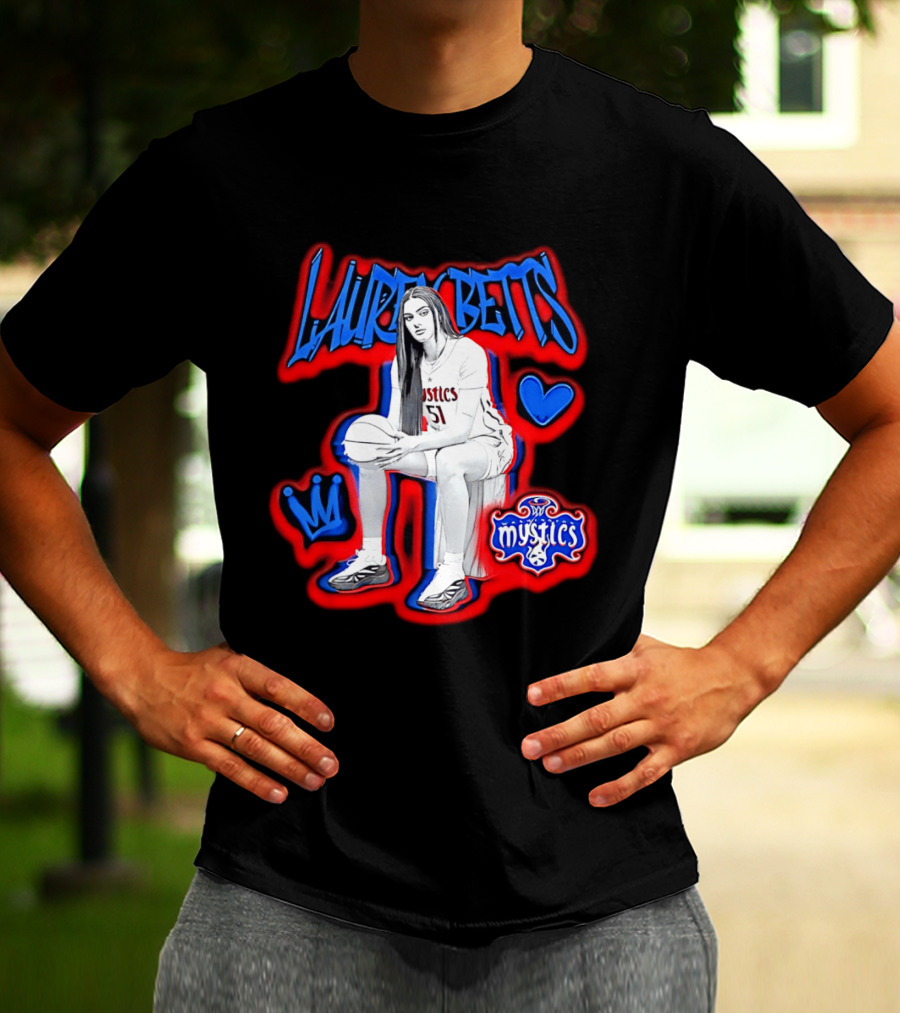 Lauren Betts Washington Mystics Basketball No. 51 Mystics Logo And Heart T-Shirt