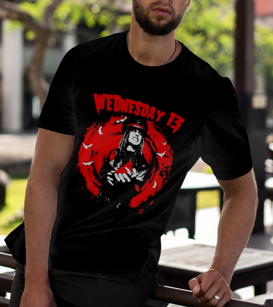 Wednesday 13 Devil Made Me Do It Horror Gothic Bats T-Shirt
