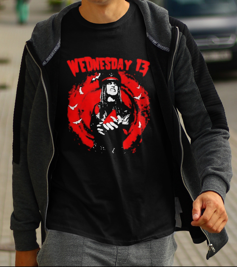 Wednesday 13 Devil Made Me Do It Horror Gothic Bats T-Shirt