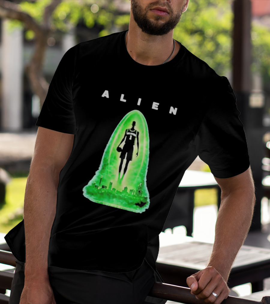 Alien Wemby San Antonio Alien Basketball Cityscape T-Shirt