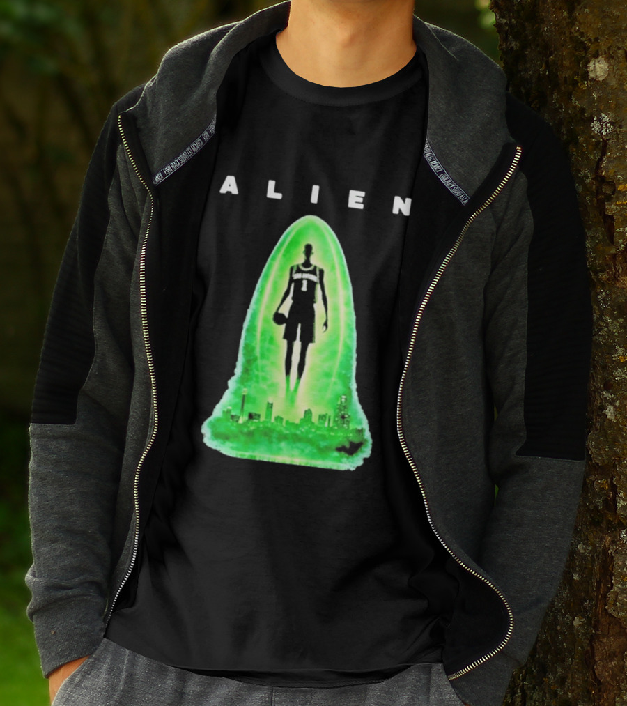 Alien Wemby San Antonio Alien Basketball Cityscape T-Shirt