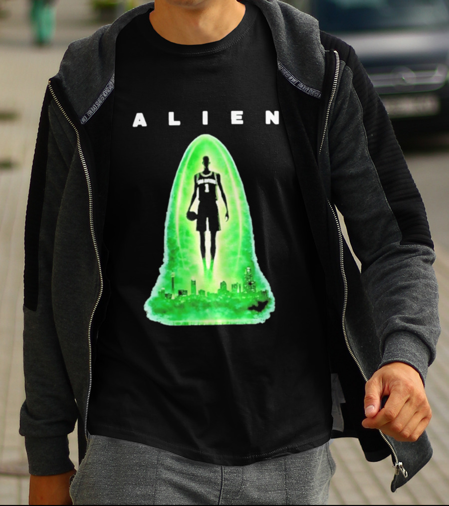 Alien Wemby San Antonio Alien Basketball Cityscape T-Shirt