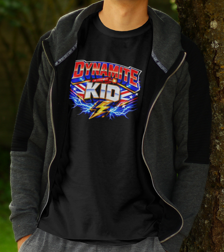 Dynamite Kid Wrestling Lightning Union Jack Explosion T-Shirt