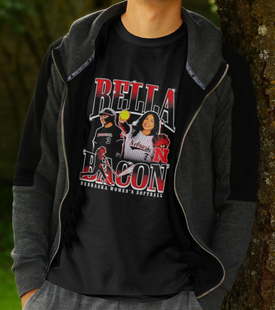 Bella Bacon Nebraska Women's Softball Cornhuskers 90s Bootleg Collage T-Shirt