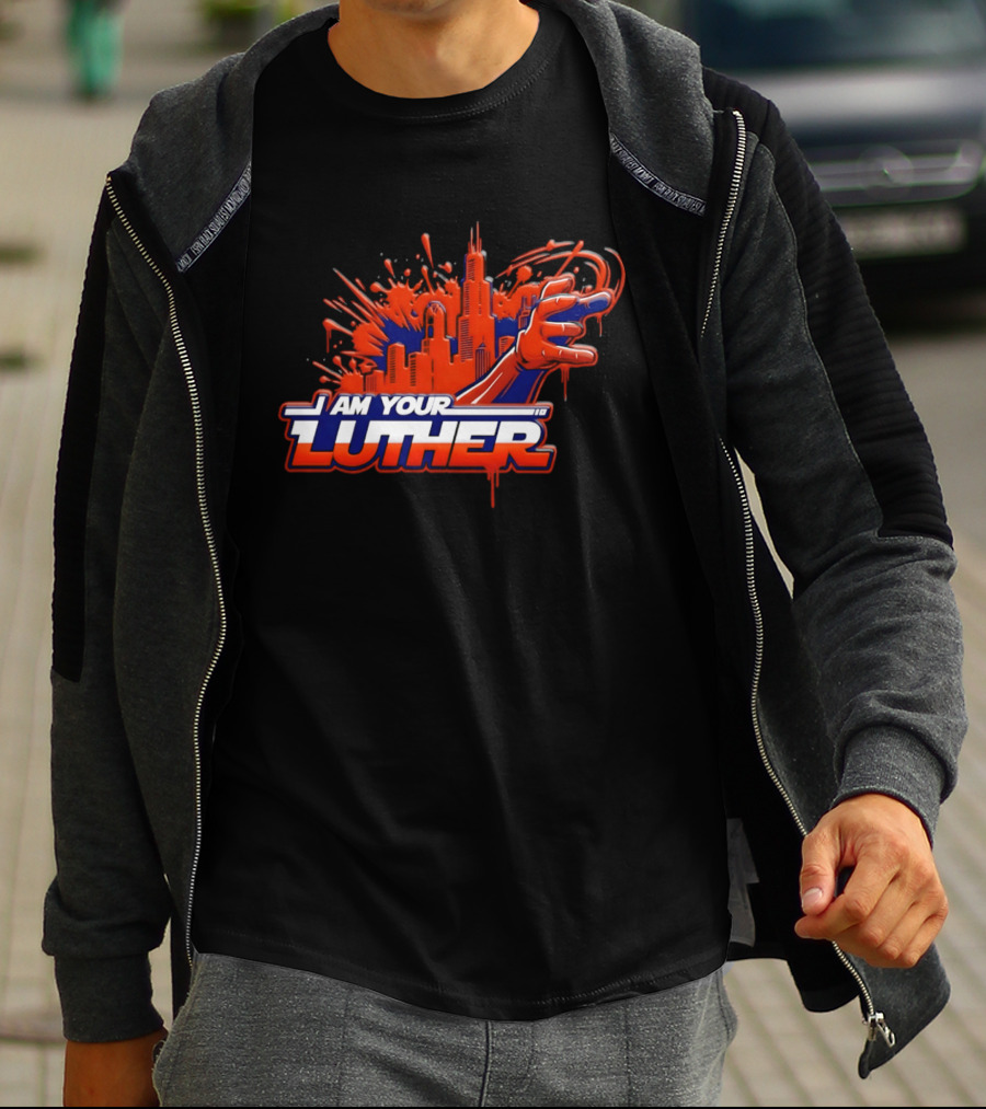 Chicago Bears I Am Your Luther Paint Tower Hand T-Shirt