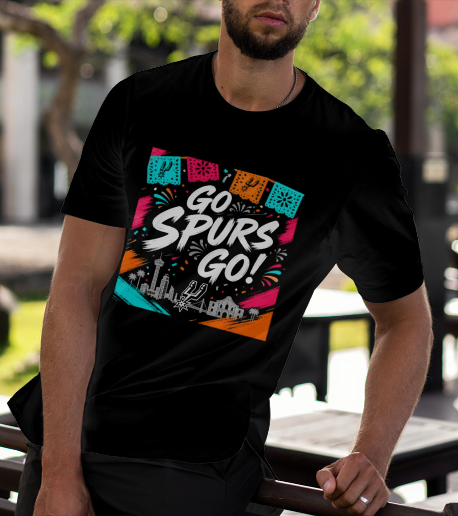 Go Spurs Go San Antonio Skyline Fiesta Celebration T-Shirt
