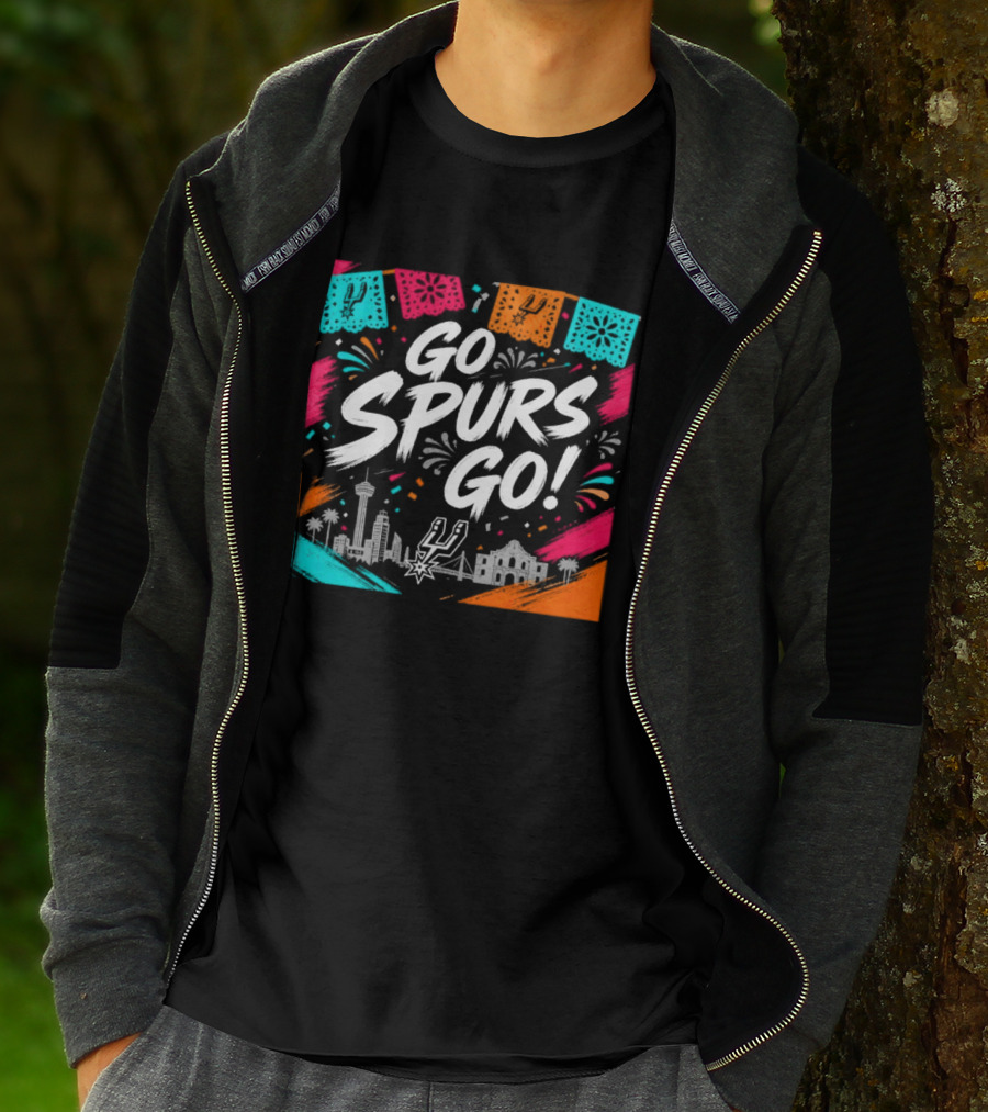 Go Spurs Go San Antonio Skyline Fiesta Celebration T-Shirt