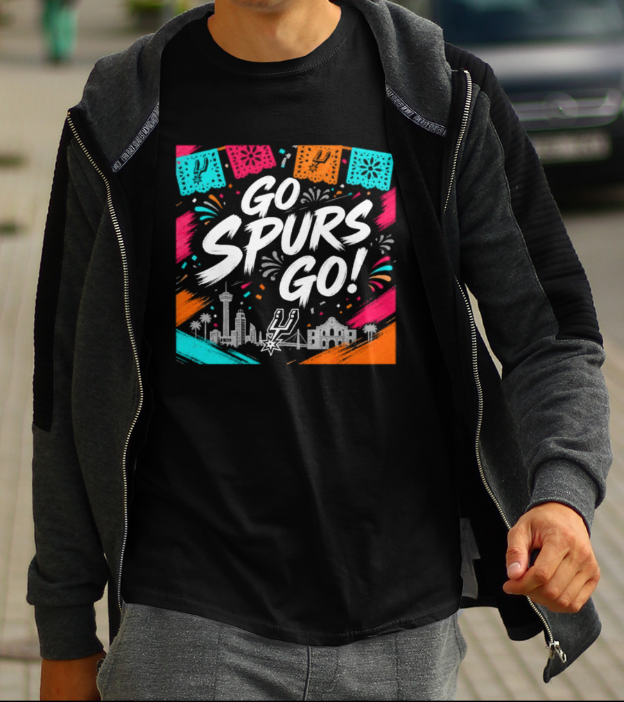 Go Spurs Go San Antonio Skyline Fiesta Celebration T-Shirt