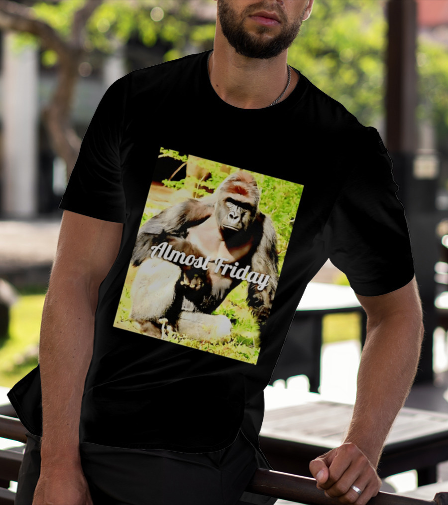 Almost Friday Gorilla Relaxing In Nature T-Shirt