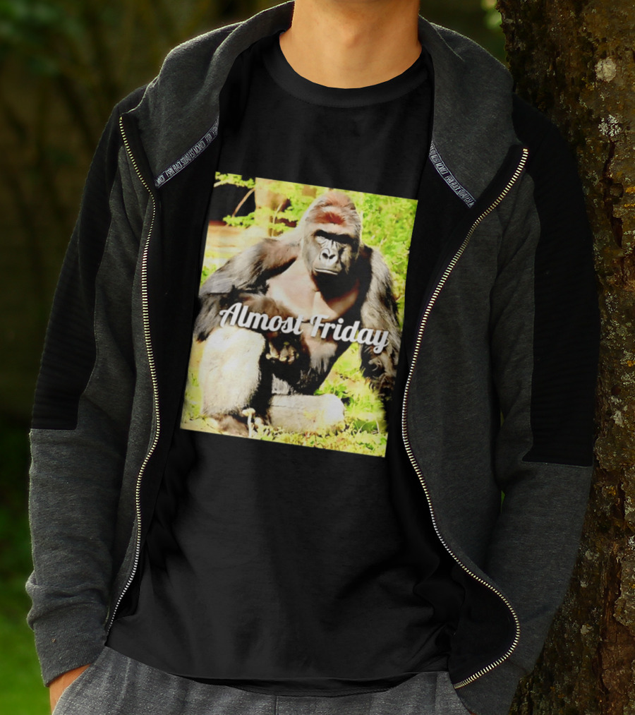 Almost Friday Gorilla Relaxing In Nature T-Shirt