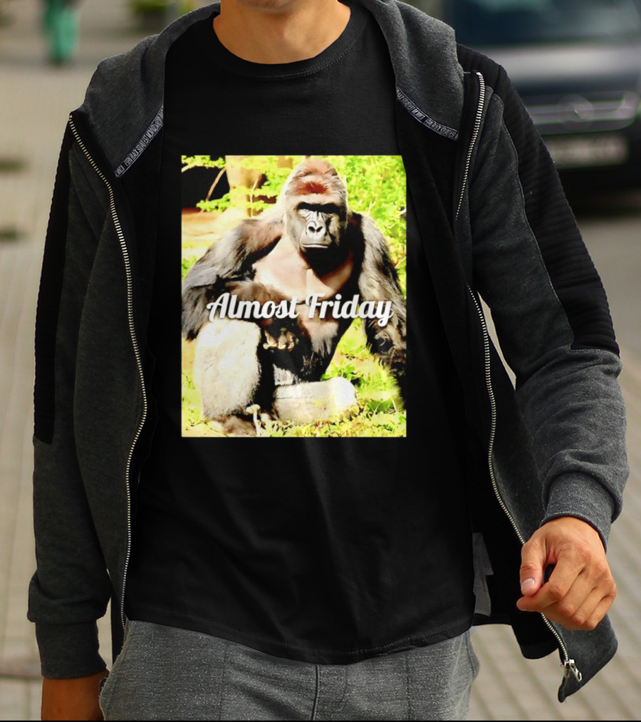 Almost Friday Gorilla Relaxing In Nature T-Shirt