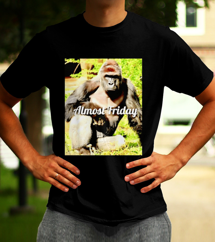 Almost Friday Gorilla Relaxing In Nature T-Shirt