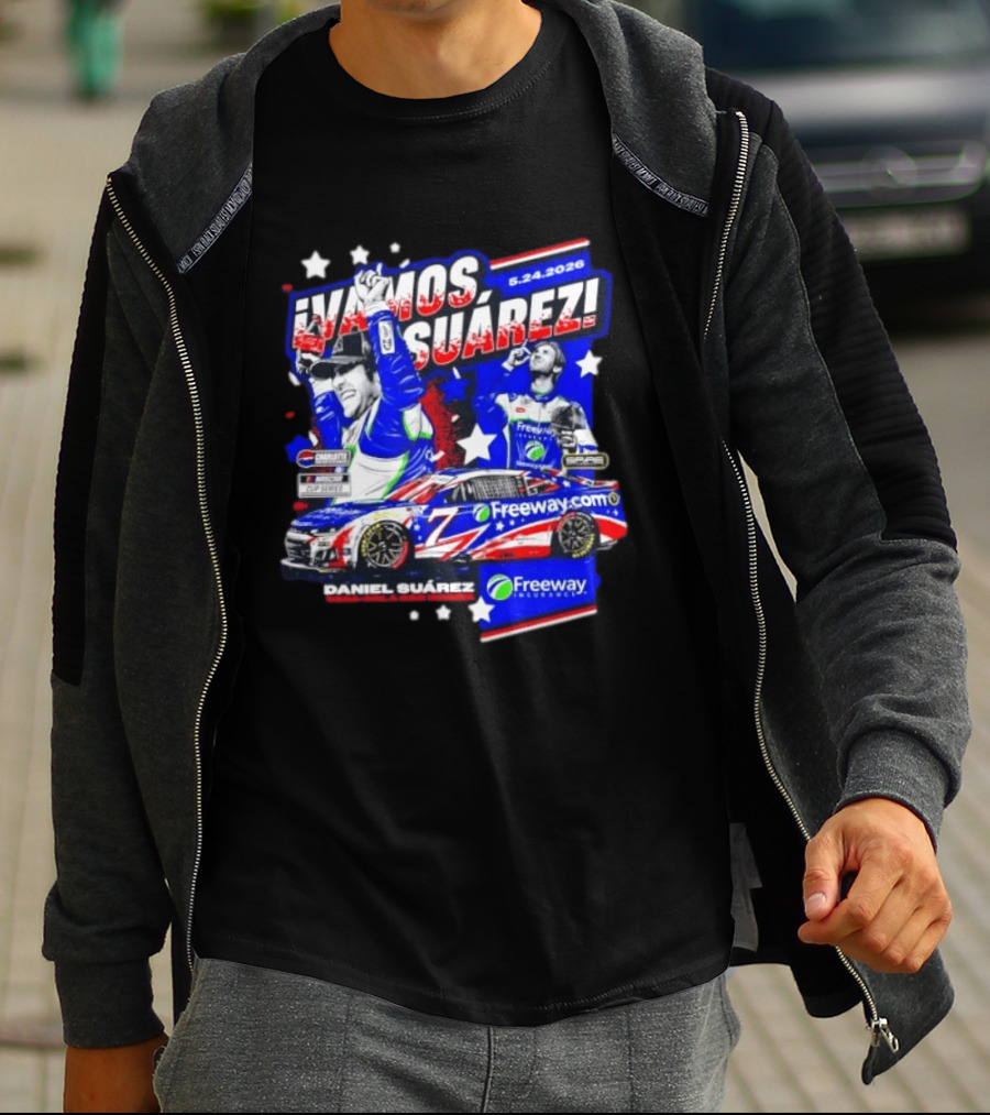 ¡Vamos Suárez! 5.24.2026 Freeway.com Freeway Insurance Daniel Suárez Racing Victory Celebration T-Shirt