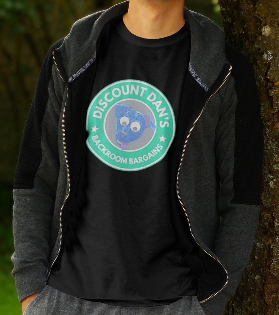 Discount Dan's Backroom Bargains Dog Face Circular T-Shirt