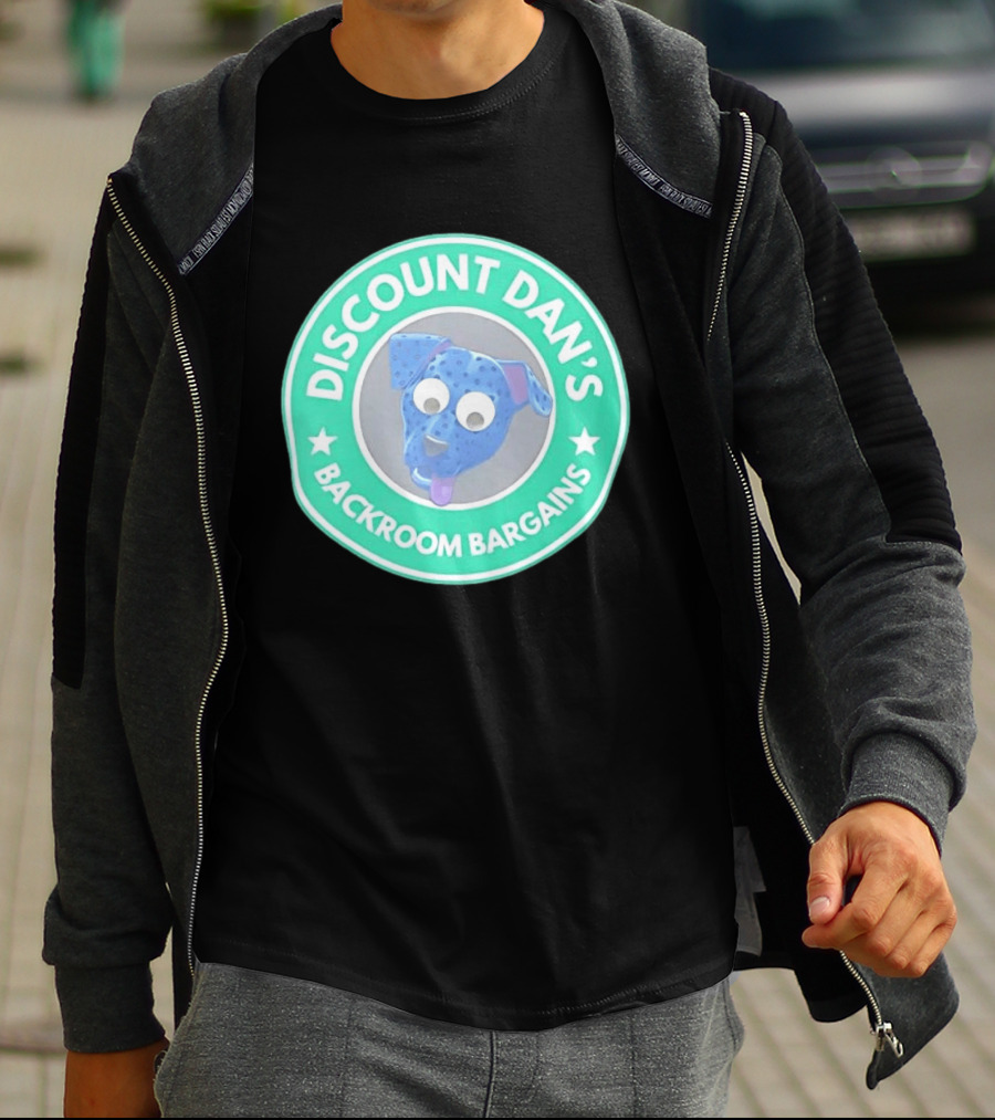 Discount Dan's Backroom Bargains Dog Face Circular T-Shirt
