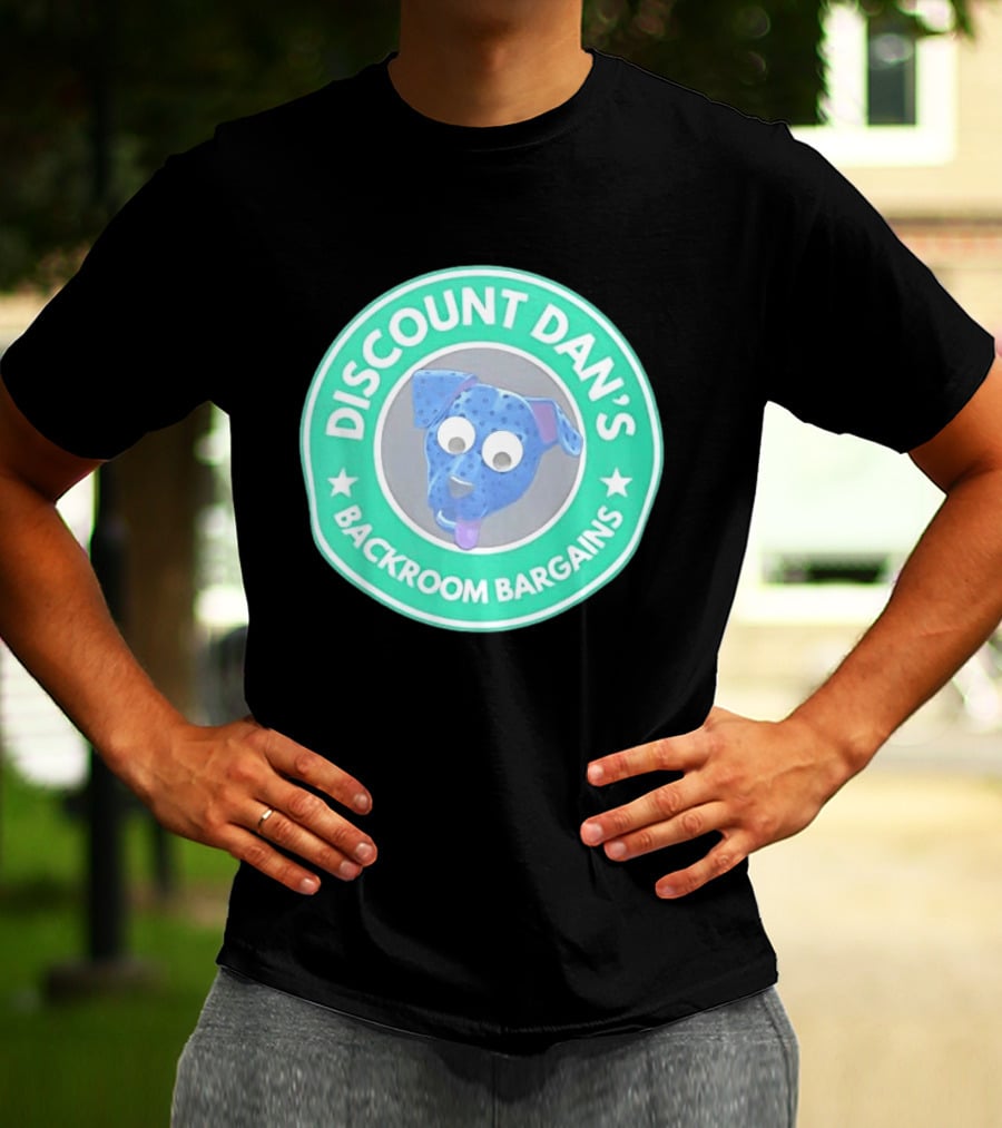 Discount Dan's Backroom Bargains Dog Face Circular T-Shirt