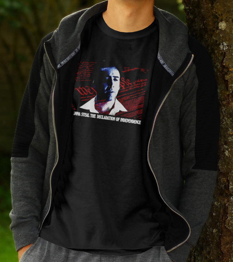 Nicolas Cage I'm Gonna Steal The Declaration Of Independence Face Red White Blue T-Shirt