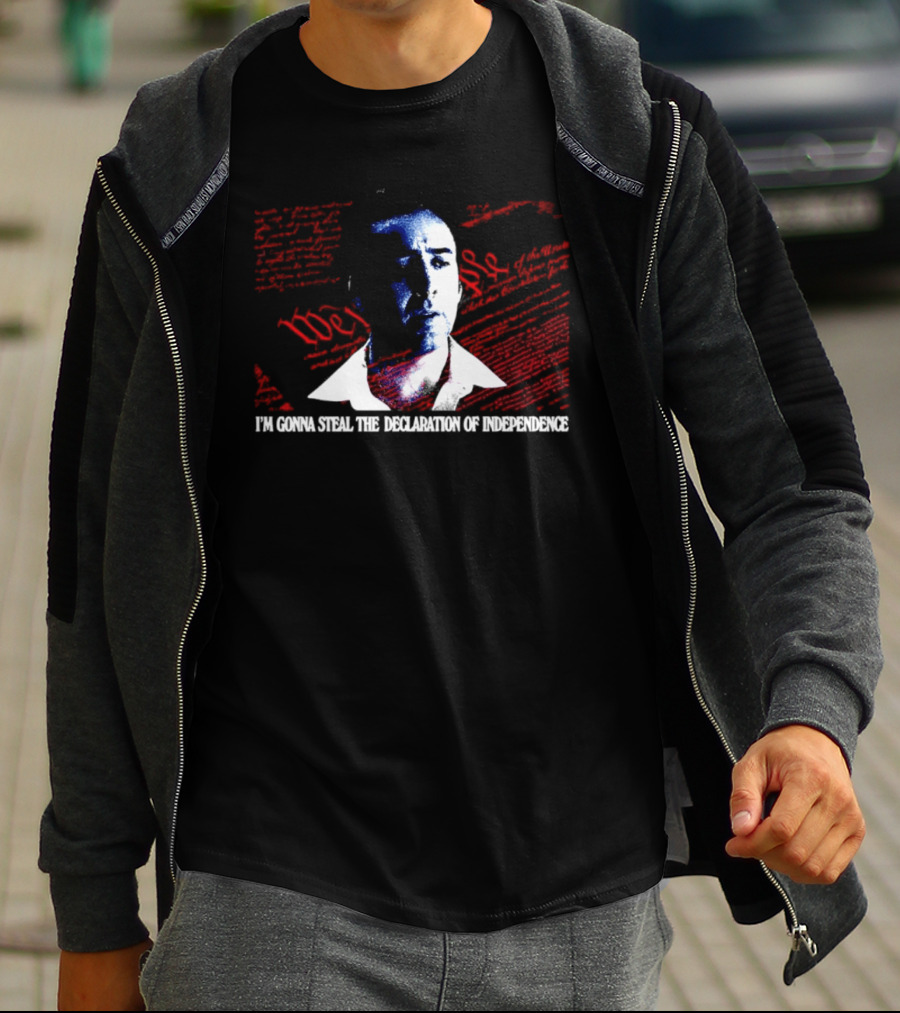 Nicolas Cage I'm Gonna Steal The Declaration Of Independence Face Red White Blue T-Shirt