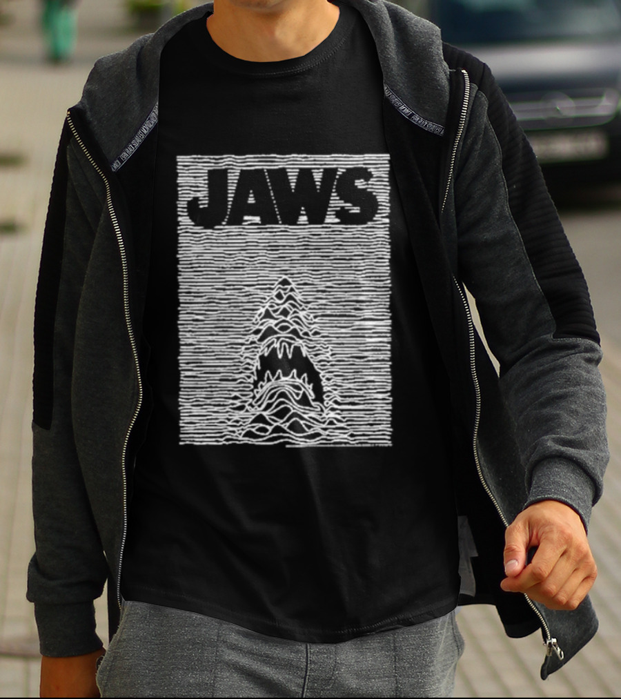 Jaws Unknown Pleasures Album Cover Mashup T-Shirt