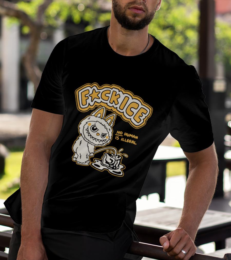 Fck Ice No Human Is Illegal Meme Labubu T-Shirt