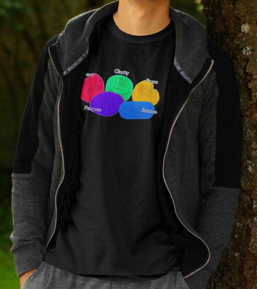 Love Clarity Focus Purpose Balance Colorful Candy Hearts And Shapes T-Shirt