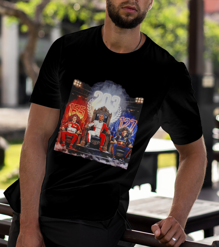Michael Schumacher Lewis Hamilton Max Verstappen F1 155 203 127 Racing Legends T-Shirt