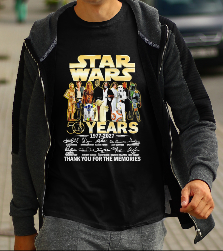 Star Wars 50 Years 1977 2027 Thank You For The Memories With Iconic Signatures T-Shirt