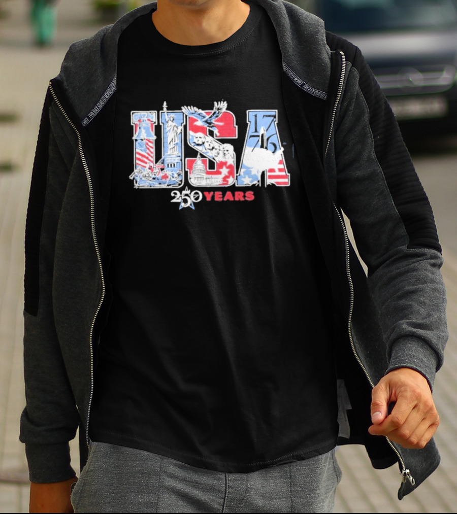 USA 250 Years 1776 2026 American Flag Liberty Eagle T-Shirt