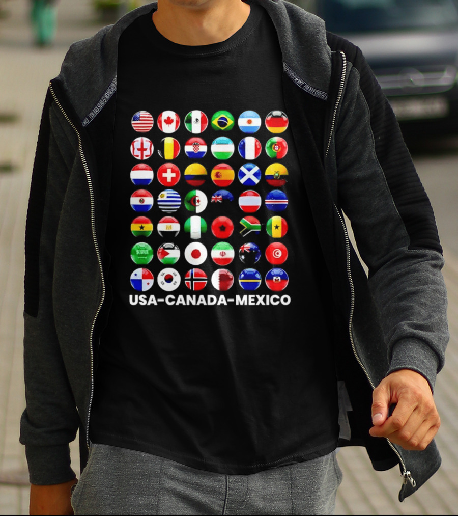 USA Canada Mexico Soccer Tournament All Country Flags United Nations Football Nations T-Shirt